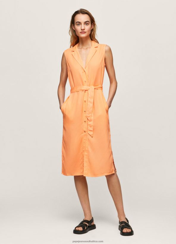 peach_lapel_collar_dress_pepe_jeans_l20f2f212_women.jpg Peach Lapel Collar Dress Pepe Jeans L20F2F212 Women - Image 1