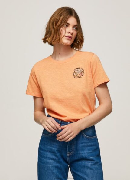 Peach Logo Print T-Shirt Pepe Jeans L20F2F394 Women