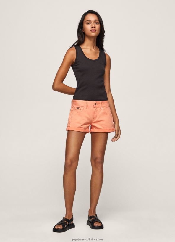 peach_regular_fit_cotton_shorts_pepe_jeans_l20f2f526_women.jpg Peach Regular Fit Cotton Shorts Pepe Jeans L20F2F526 Women - Image 1