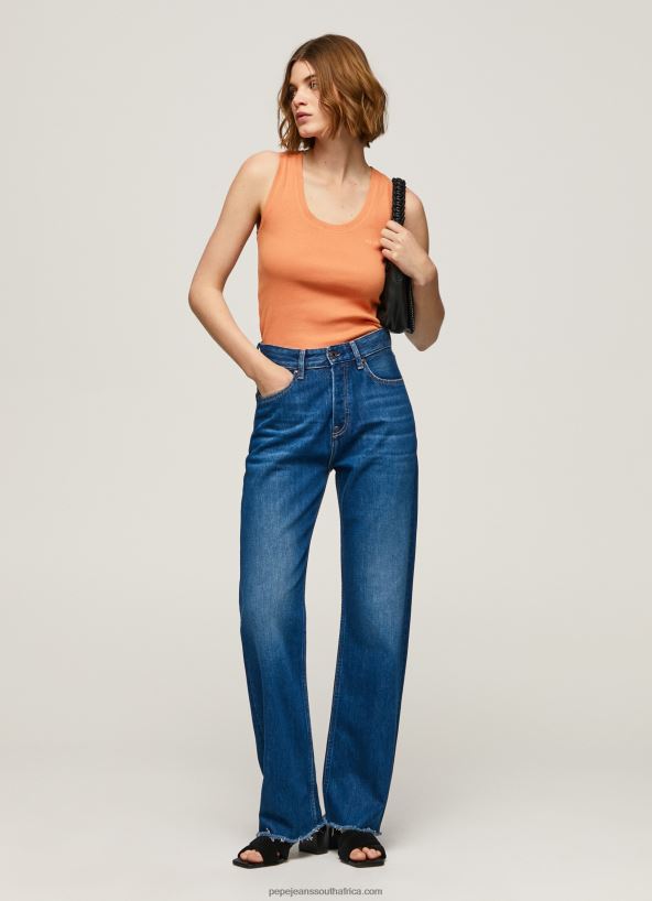 peach_ribbed_armhole_sleeved_t_shirt_pepe_jeans_l20f2f398_women.jpg Peach Ribbed Armhole-Sleeved T-Shirt Pepe Jeans L20F2F398 Women - Image 1
