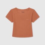 Peach Ribbed Shirt With Embroidered Logo Pepe Jeans L20F2F1461 Girl