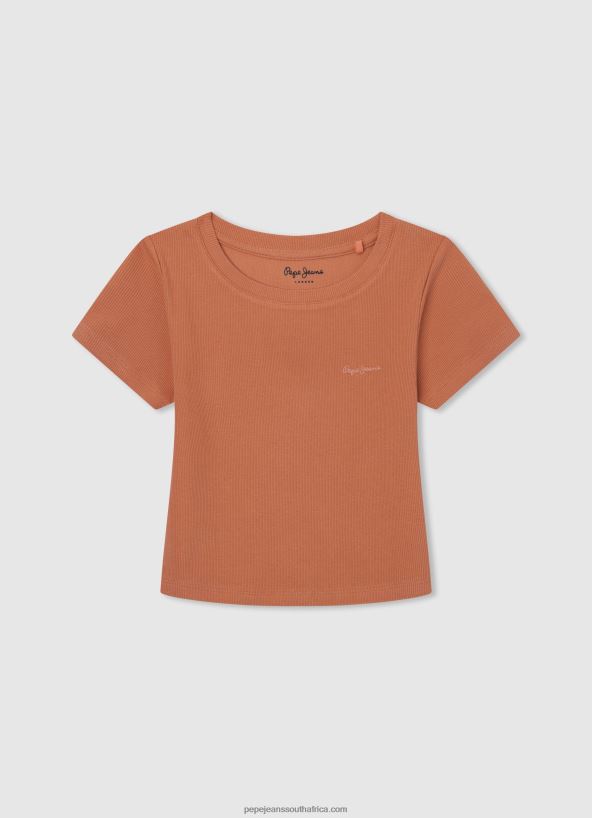 peach_ribbed_shirt_with_embroidered_logo_pepe_jeans_l20f2f1461_girl.jpg Peach Ribbed Shirt With Embroidered Logo Pepe Jeans L20F2F1461 Girl - Image 1