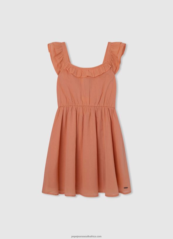 peach_rounded_collar_skater_dress_pepe_jeans_l20f2f1401_girl.jpg Peach Rounded Collar Skater Dress Pepe Jeans L20F2F1401 Girl - Image 1