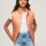 Peach Rubber Patch Logo Padded Waistcoat Pepe Jeans L20F2F133 Women
