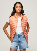 Peach Rubber Patch Logo Padded Waistcoat Pepe Jeans L20F2F133 Women