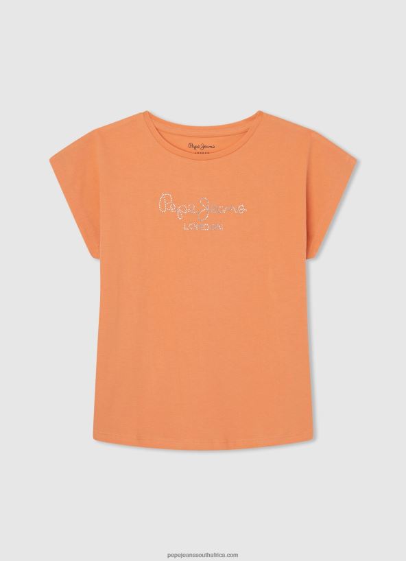 peach_strass_logo_cotton_t_shirt_pepe_jeans_l20f2f1451_girl.jpg Peach Strass Logo Cotton T-Shirt Pepe Jeans L20F2F1451 Girl - Image 1