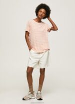 Peach Striped Print T-Shirt Pepe Jeans L20F2F386 Women - Image 2