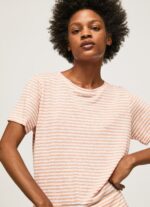 Peach Striped Print T-Shirt Pepe Jeans L20F2F386 Women