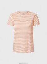 Peach Striped Print T-Shirt Pepe Jeans L20F2F386 Women - Image 5