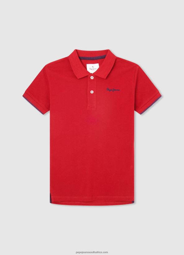 red_embroidered_logo_pique_polo_shirt_pepe_jeans_l20f2f1672_boy.jpg Red Embroidered Logo Pique Polo Shirt Pepe Jeans L20F2F1672 Boy - Image 1