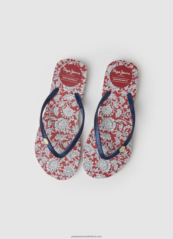 Red Floral Rake Beach Flip Flops Pepe Jeans L20F2F702 Women - Image 2