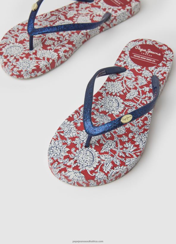Red Floral Rake Beach Flip Flops Pepe Jeans L20F2F702 Women - Image 3