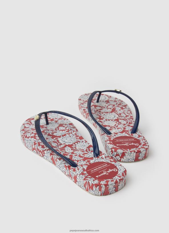 Red Floral Rake Beach Flip Flops Pepe Jeans L20F2F702 Women - Image 4