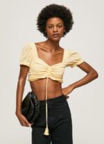 Shine Cotton Top With Openwork Details Pepe Jeans L20F2F331 Women