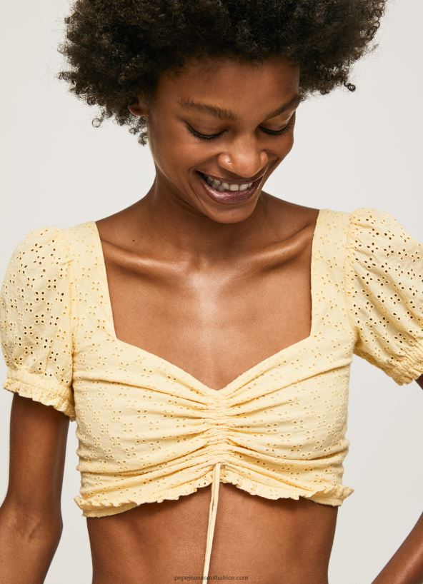 Shine Cotton Top With Openwork Details Pepe Jeans L20F2F331 Women - Image 3
