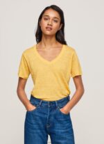 Shine Linen V-Neck T-Shirt Pepe Jeans L20F2F453 Women - Image 3