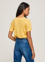 Shine Linen V-Neck T-Shirt Pepe Jeans L20F2F453 Women - Image 4