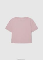 Soft Pink Cotton Off-Shoulder T-Shirt Pepe Jeans L20F2F1441 Girl - Image 2