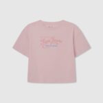 Soft Pink Cotton Off-Shoulder T-Shirt Pepe Jeans L20F2F1441 Girl