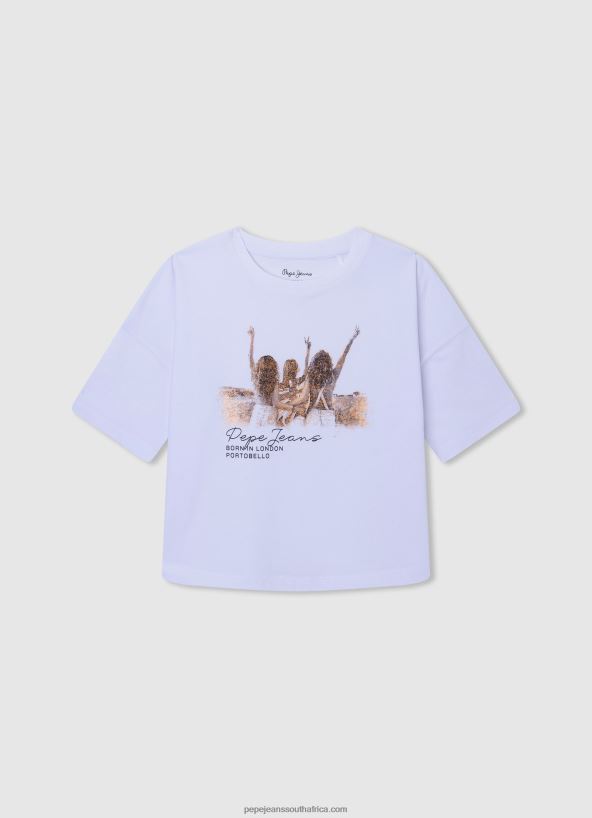 Soft Pink Cotton Off-Shoulder T-Shirt Pepe Jeans L20F2F1441 Girl - Image 4