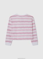 Soft Pink Faded-Striped Cotton Jumper Pepe Jeans L20F2F1409 Girl - Image 2