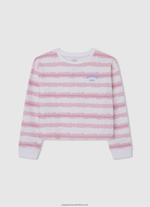 soft_pink_faded_striped_cotton_jumper_pepe_jeans_l20f2f1409_girl.jpg Soft Pink Faded-Striped Cotton Jumper Pepe Jeans L20F2F1409 Girl - Image 1