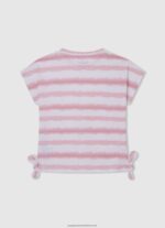Soft Pink Faded Stripes Cotton T-Shirt Pepe Jeans L20F2F1462 Girl - Image 2