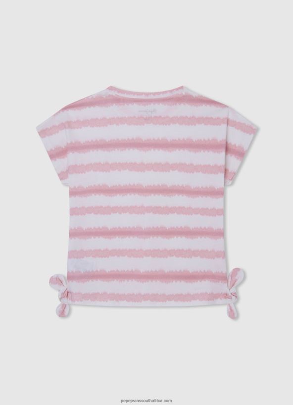 Soft Pink Faded Stripes Cotton T-Shirt Pepe Jeans L20F2F1462 Girl - Image 2