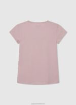 Soft Pink Glitter Logo T-Shirt Pepe Jeans L20F2F1464 Girl - Image 2