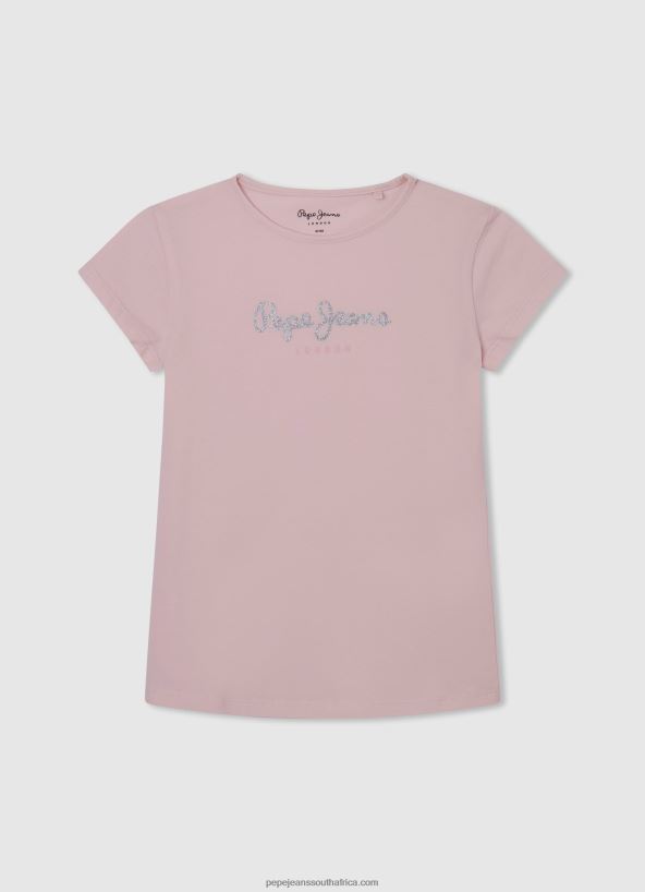 soft_pink_glitter_logo_t_shirt_pepe_jeans_l20f2f1464_girl.jpg Soft Pink Glitter Logo T-Shirt Pepe Jeans L20F2F1464 Girl - Image 1