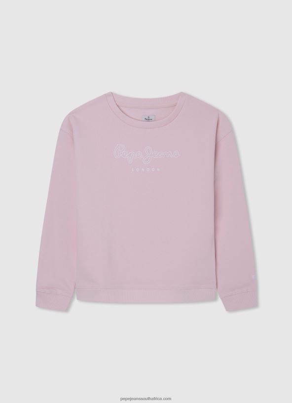soft_pink_logo_printed_cotton_jumper_pepe_jeans_l20f2f1416_girl.jpg Soft Pink Logo Printed Cotton Jumper Pepe Jeans L20F2F1416 Girl - Image 1