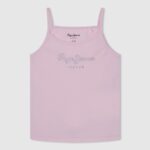 Soft Pink Logo Printed Tank Top Pepe Jeans L20F2F1430 Girl