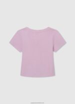 Soft Pink Ribbed Shirt With Embroidered Logo Pepe Jeans L20F2F1460 Girl - Image 2
