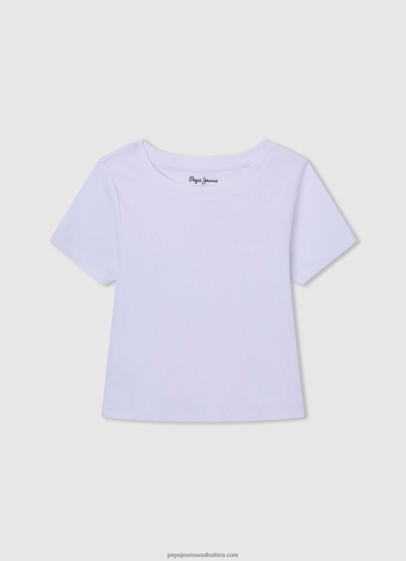 Soft Pink Ribbed Shirt With Embroidered Logo Pepe Jeans L20F2F1460 Girl - Image 3
