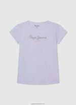 Soft Pink Ribbed Shirt With Embroidered Logo Pepe Jeans L20F2F1460 Girl - Image 4