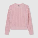 Soft Pink Rounded Collar Braided Jersey Pepe Jeans L20F2F1407 Girl