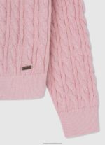 Soft Pink Rounded Collar Braided Jersey Pepe Jeans L20F2F1407 Girl - Image 3