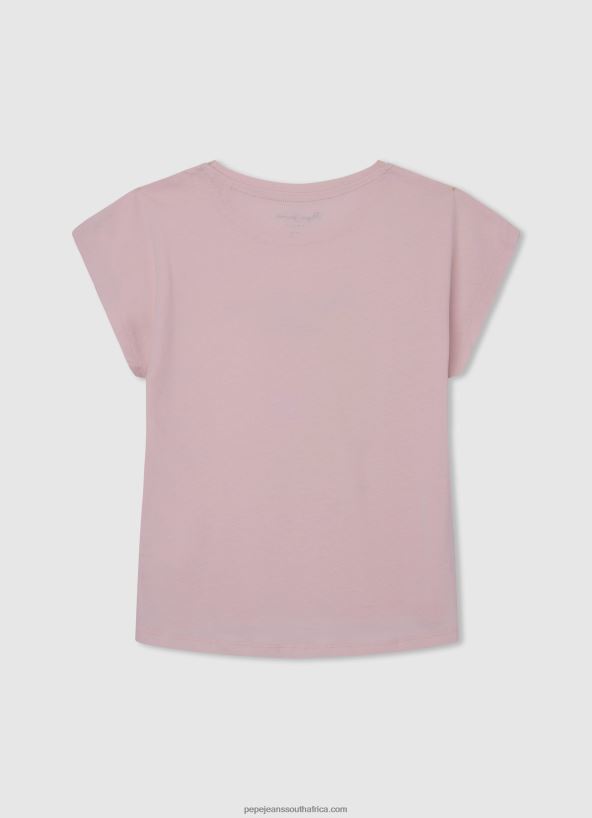 Soft Pink Strass Logo Cotton T-Shirt Pepe Jeans L20F2F1431 Girl - Image 2