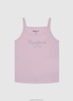 Soft Pink Strass Logo Cotton T-Shirt Pepe Jeans L20F2F1431 Girl - Image 3