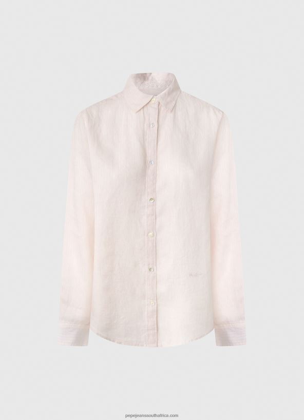 Soft Pink Striped Print Regular Fit Shirt Pepe Jeans L20F2F332 Women - Image 5