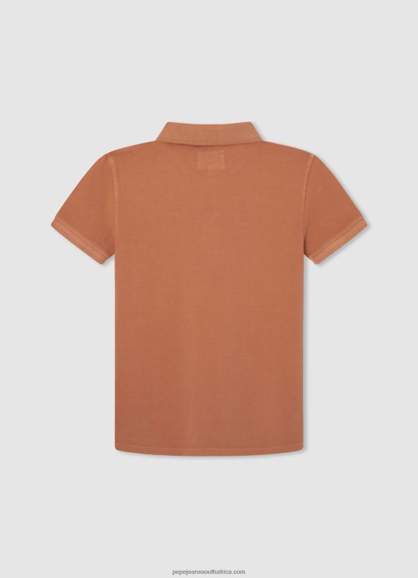 Squash Orange Embroidered Logo Pique Polo Shirt Pepe Jeans L20F2F1657 Boy - Image 2