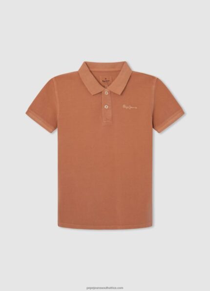 Squash Orange Embroidered Logo Pique Polo Shirt Pepe Jeans L20F2F1657 Boy