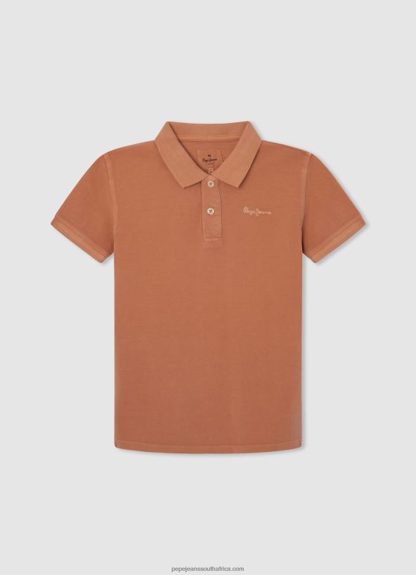 Squash Orange Embroidered Logo Pique Polo Shirt Pepe Jeans L20F2F1657 Boy - Image 1