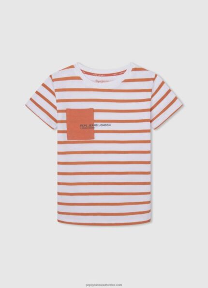 Squash Orange Front Pocket Logo T-Shirt Pepe Jeans L20F2F1638 Boy