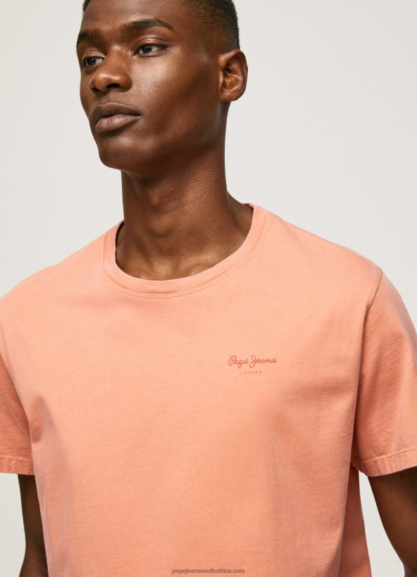 Squash Orange Printed Logo Cotton T-Shirt Pepe Jeans L20F2F944 Men - Image 3