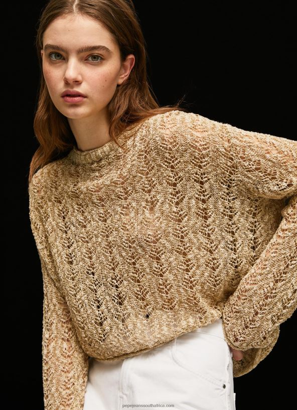 stone_cropped_knit_openwork_cardigan_pepe_jeans_l20f2f233_women.jpg Stone Cropped Knit Openwork Cardigan Pepe Jeans L20F2F233 Women - Image 1