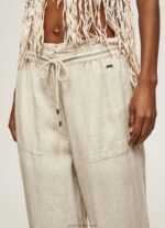 Stone Linen Palazzo Trousers Pepe Jeans L20F2F301 Women - Image 3