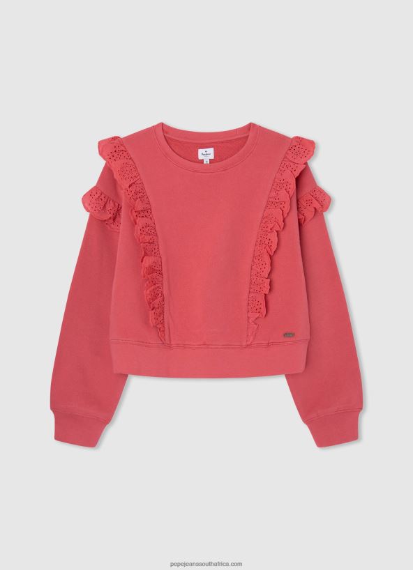 studio_red_cotton_fleece_jumper_pepe_jeans_l20f2f1403_girl.jpg Studio Red Cotton Fleece Jumper Pepe Jeans L20F2F1403 Girl - Image 1