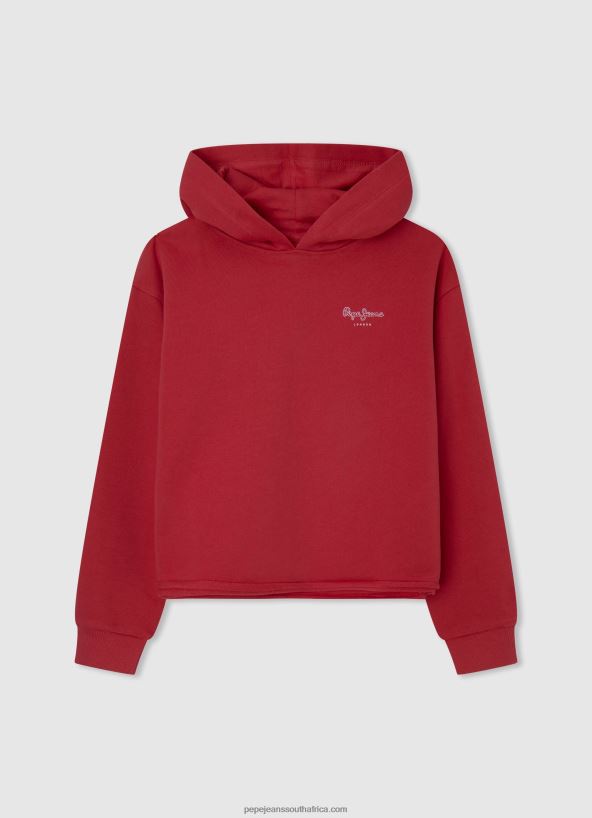 studio_red_cotton_hoodie_pepe_jeans_l20f2f1412_girl.jpg Studio Red Cotton Hoodie Pepe Jeans L20F2F1412 Girl - Image 1
