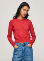 Studio Red Cotton Jersey With Openwork Details Pepe Jeans L20F2F259 Women